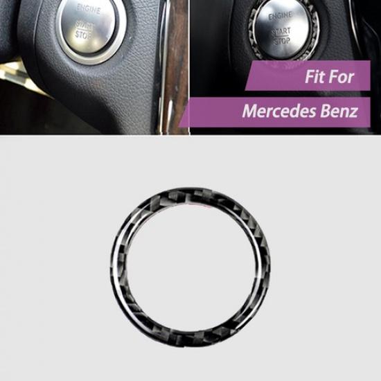 Auto Carbon Fiber Engine Push Start Button Ring German Flag Stripes For Mercedes