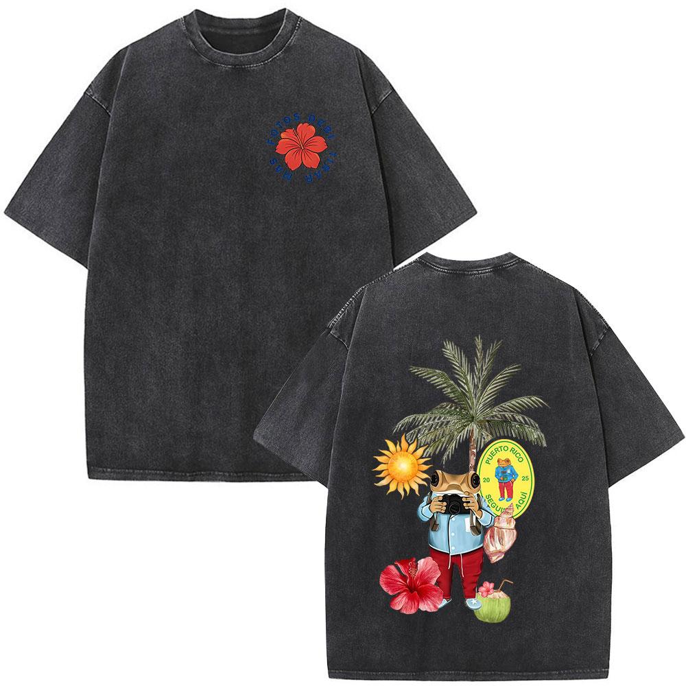 

Vintage Washed Rapper Bad Bunny Debi Tirar Mas Fotos DTMF T Shirts Men Women Clothing Fashion Hip Hop Loose Tshirts Streetwear S