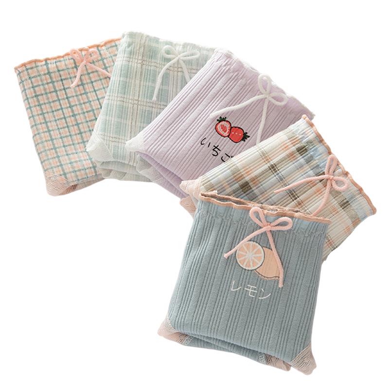 Ladies' Breathable Cartoon Cotton Underwear - Comfortable Antibacterial Waistband Triangle Pants