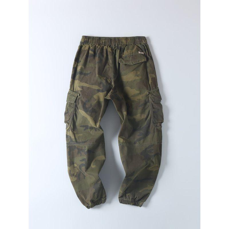 American Outdoor Loose Easiest for Match Three-Dimensional Large Pocket Camouflage Cargo Pants Spring & Fall Men Retro Distressed Casual Pants