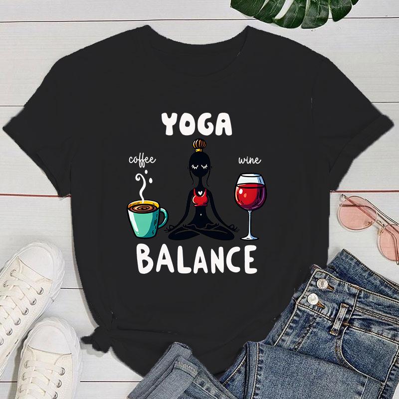 Yogo T Shirt New Yoga Balance Print Womens Clothing Short Sleeves Round Neck Women TShirt Summer Casual Tees