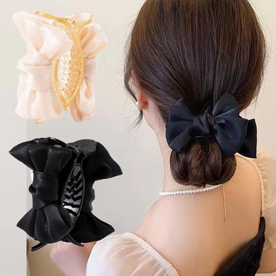 Korea Schleife Haarklammer Satin Schleife Haarspangen Haarspangen Süßer Pferdeschwanz Vintage Krabbenhaarspangen Styling-Werkzeuge Damen Haaraccessoires