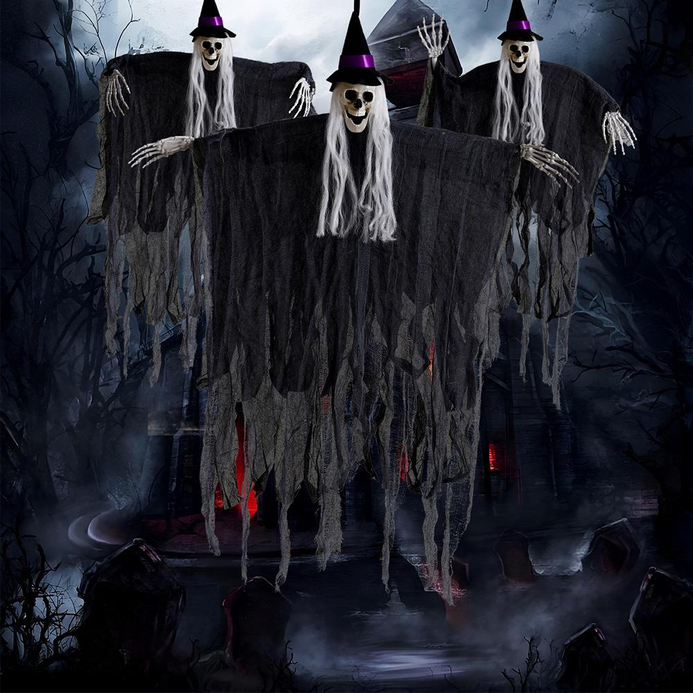 Halloween Decoration Props Hooded Skeleton Hanging Ghost Haunted House Secret Room Party Trick Door Hanging Ghosts