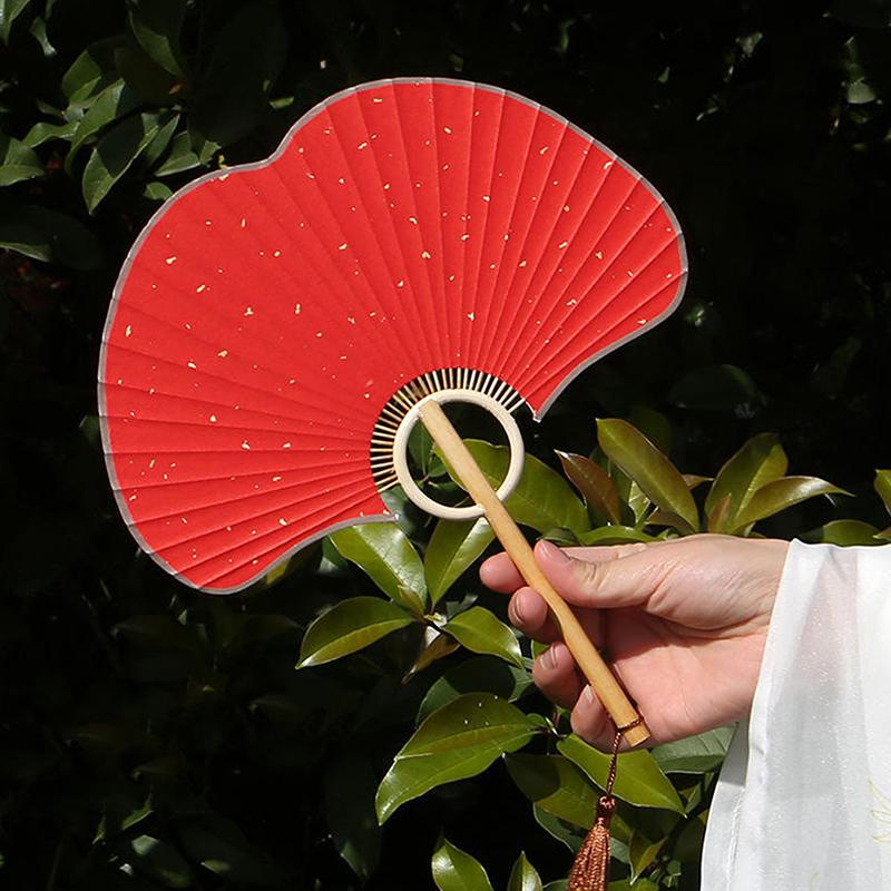 Exquisite Rice Paper Fan Chinese Style Ginkgo Round Fan Props For Photographs Hand Fan Home Decoration Calligraphy Crafts