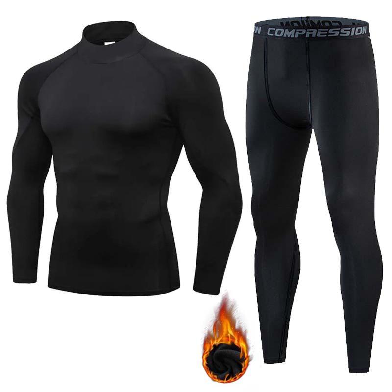 Men's High-Elastic Quick-Dry Sports Tights with Velvet Warmth
