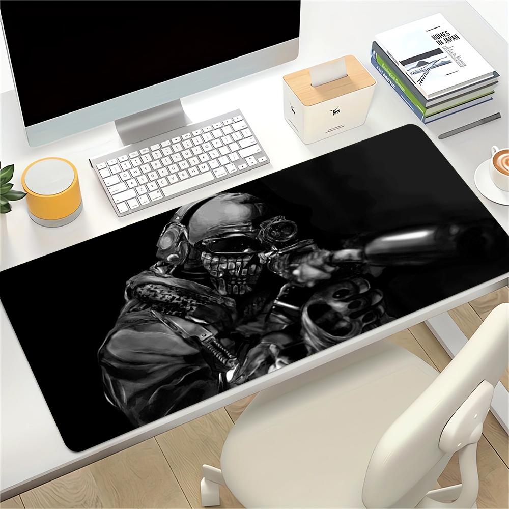 Cyberpunk Soldier Portrait Large Gaming Mouse Pad Nonslip Rubber Base Waterproof Desk Mat For Office Pc Laptop