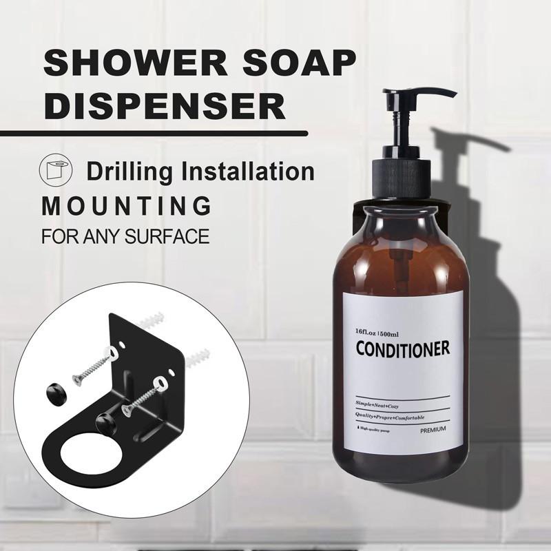 Dispenser de săpun lichid de 500 ml Balsam șampon gol reîncărcat Recipient pentru spălarea corpului cu etichetă/raft/tavă pentru baie, bucătărie