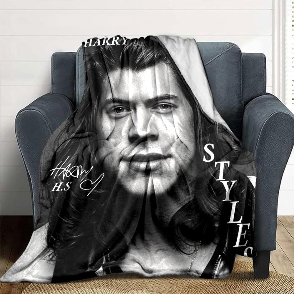 Harry Styles Fashion Flannel Blanket Super Soft Warm Cozy Blanket For Sofa Bed Office Travel Allseason Home Decor Gift