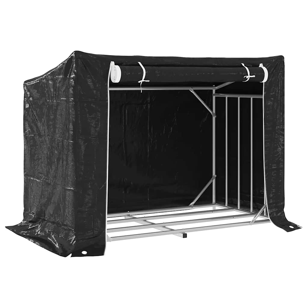 Firewood Rack with Rain Cover 151 x 80.5 x 110.5 cm Galvanized Steel