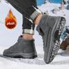 TUINANLE מגפי שלג לגברים נעלי סניקרס חורפיות מכותנה סופר חמות קטיפתיות גברים חיצוניות מונעות החלקה קלות משקל מגפי טיולים נעלי עבודה