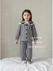 Girls' Autumn/Winter 2025 Fleece Pajama Set: Warm, Korean Style Bow Design for Small To Medium Children