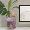 Buddha Figurine - Tealight Holder Warmer - Beige and Old Pink - 13cm - Zen Gift Idea