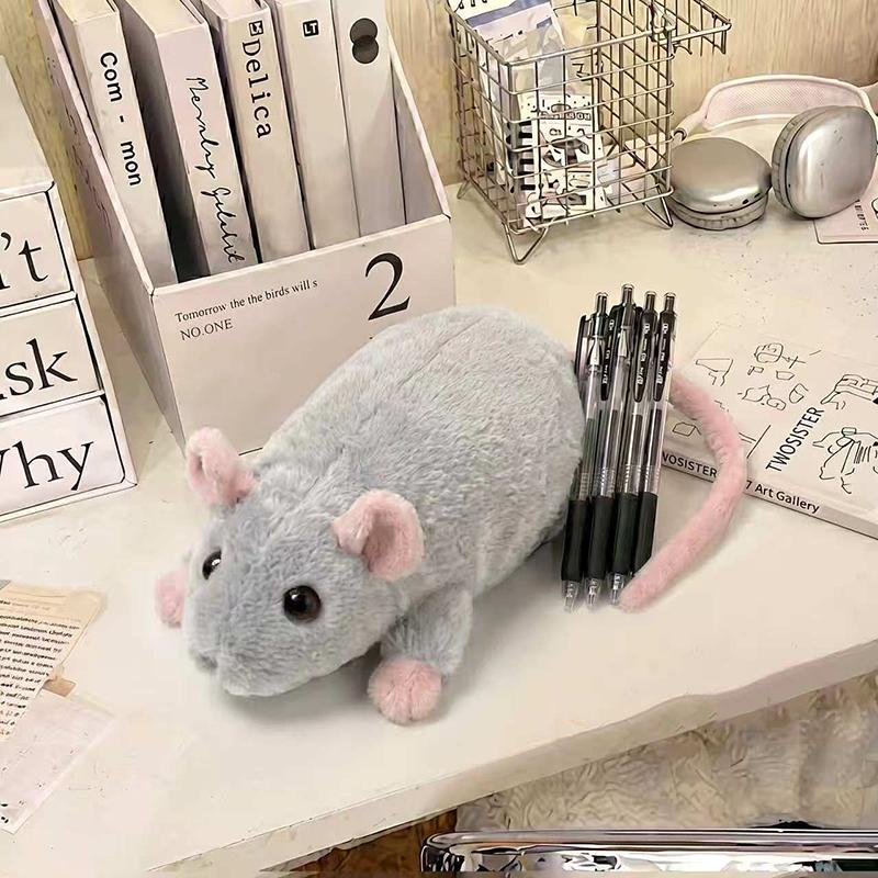 Cartoon Animals Plush Pencil Case Soft And Cute Creative For Girls Niche Student Stationery Desktop Pencil Storage Bag