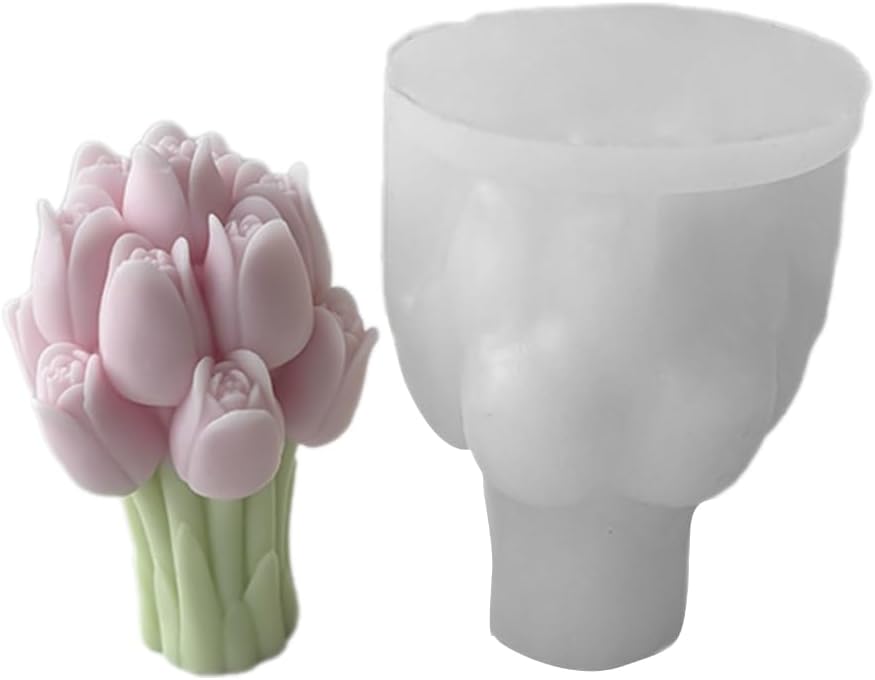 DIY Silicone Tulip Flower Mold Moulds Candle Moulds Tulips Bouquets Shape Figure Molds Suitable for Hand-Making DIY Enthusiasts