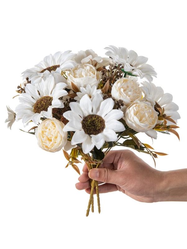 1/4PCS Artificial Flowers Silk Holding Sunflower Valentine's Wreath Wedding Brial Bouquet Home Room Arrangement Vase Sill Decora