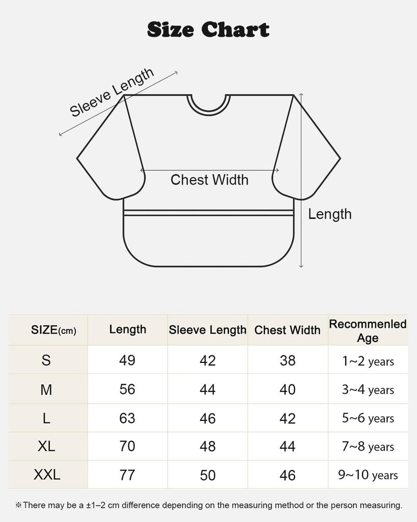 Wasserdichte Kinder-Schürze, Langarm-Schürze, Süßes Design für Mittagessen, Malen, Kindergarten und Vorschule, für Jungen und Mädchen, Alter 1-10, Rosa Herzpunkt