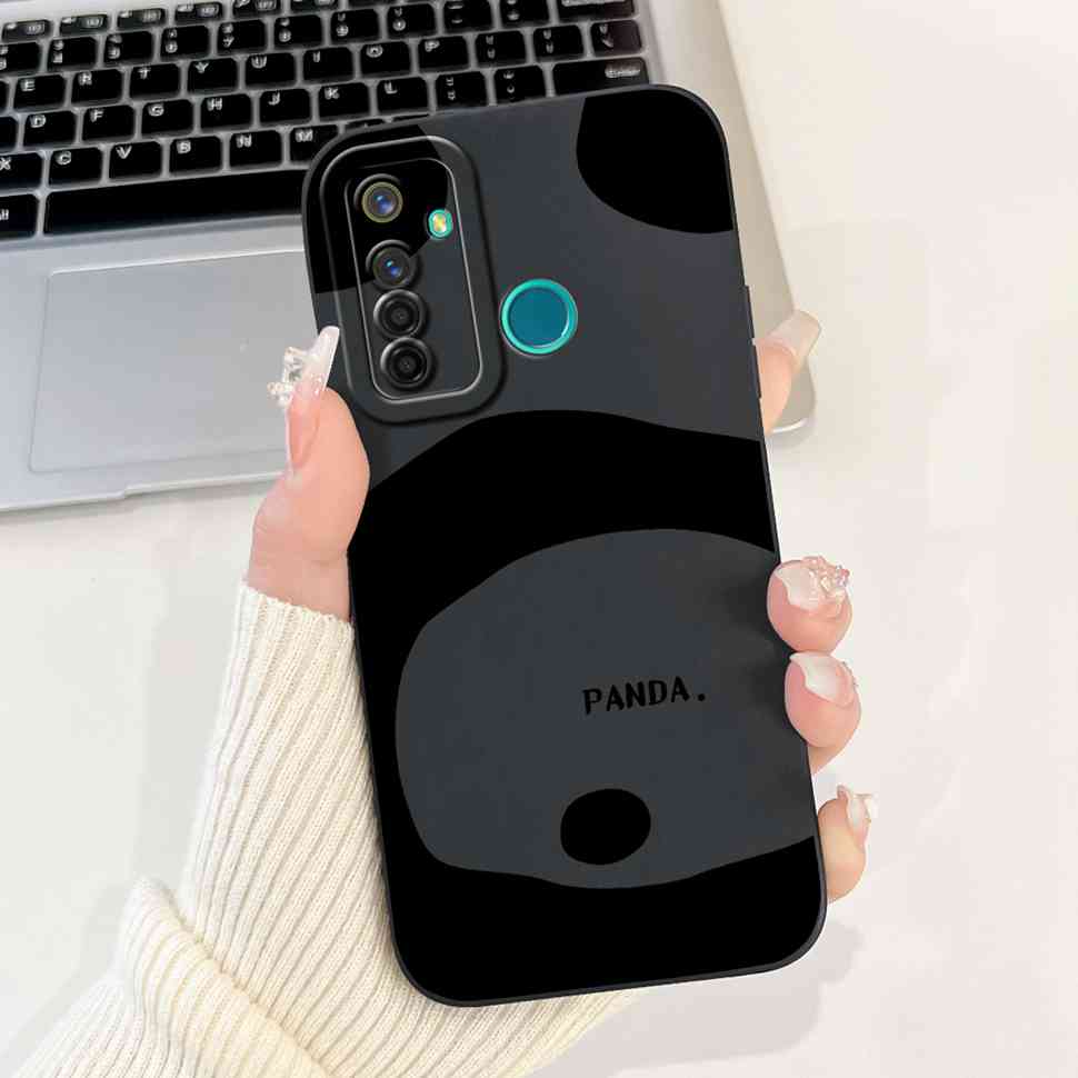 Für Realme 5 Pro Hülle Niedliche Panda-Blumen-Abdeckungen Weiche Silikonhüllen Für Realme 5 Realme5 Pro Stoßfeste Rückseite Fundas