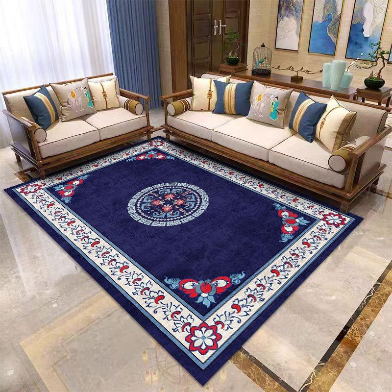 Retro Chinesischer Stil Blume Teppich Wohnzimmer Sofa Schlafzimmer Arbeitszimmer Badezimmer Eingangstürmatte Rutschfest Leichter Luxus Heimdekor Teppich