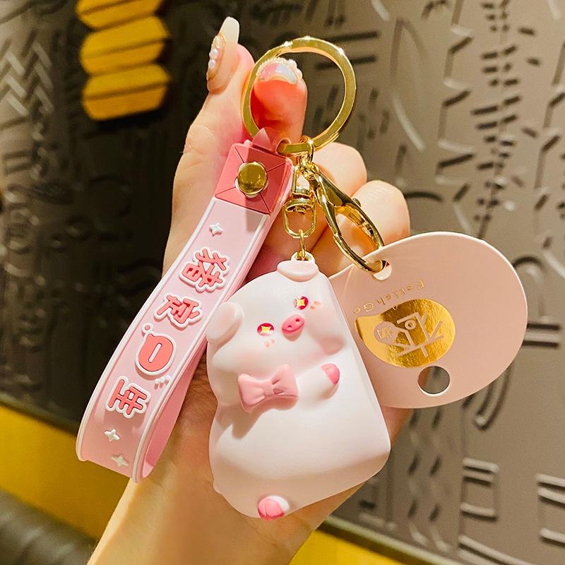 

Stylish Magnetic Pig Resin Keychain Bag Charm Pvc Pendant Gift StyleC