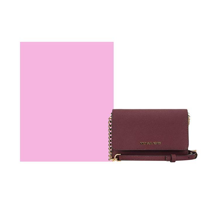 Michael Kors Jet Set Letter Logo Solid Color Flap Chain Leather Envelope Shoulder Bag Medium Women shoulder bag Burgundy 35S0GTVC2L-MERLOT