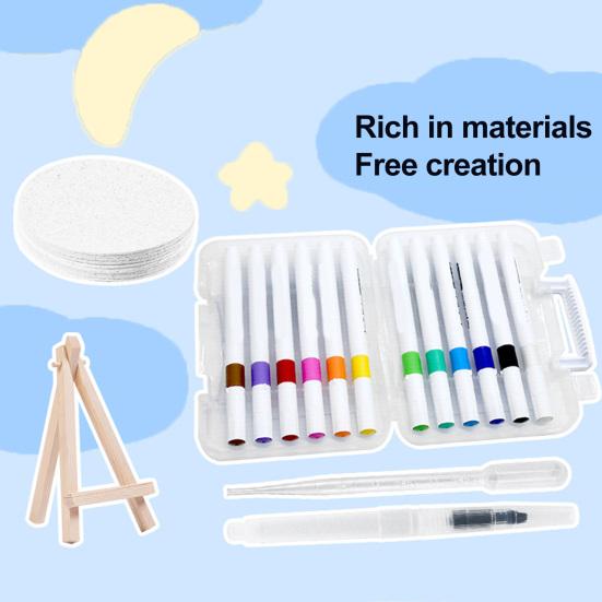 1 Set Foam Texture Paper Kit with Brush Pens 3D Drawing Paper Sheet DIY Art Crafts Supplies White Cellulose Cards Foam Art Painting Paper