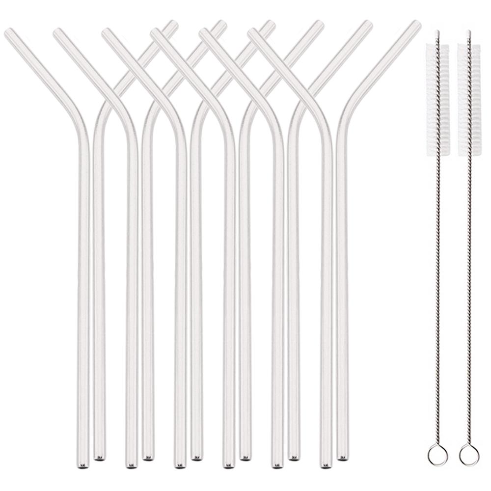 

12 шт. Радужные многоразовые металлические соломинки из прочной нержавеющей стали 304, изогнутые соломинки для питья с 2 шт. щеточек для чистки, аксессуар для бара, вечеринки серебряный