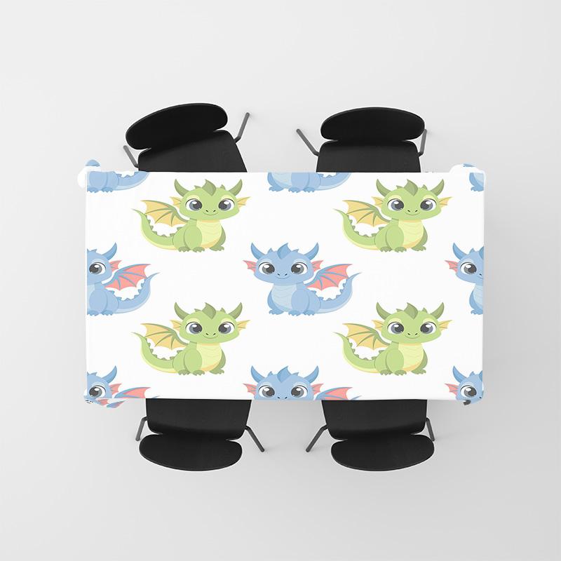 Cute Cartoon Print Tablecloth Kids Dining Room Decor Plaid Home Textiles Square Non-slip Waterproof Kitchen Towel (Multicolor)