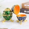 Enamel Metal Diamond-Inlaid Egg Jewelry Box, Easter Egg Trinket Box