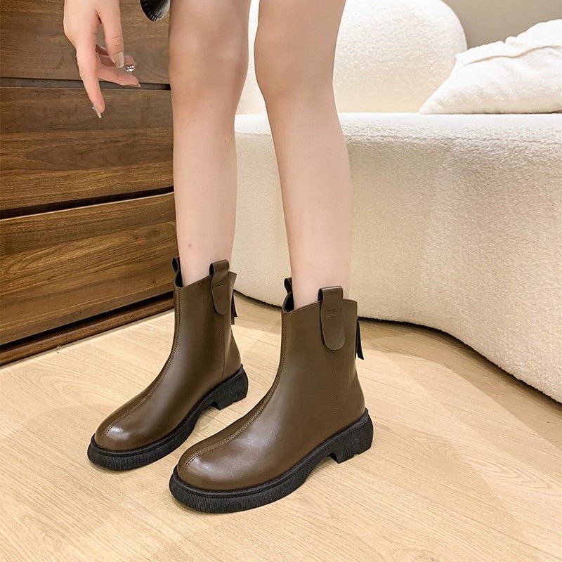 Cigarette pipe single boots 2025 new autumn and winter brown cigarette boots retro platform Chelsea boots versatile Martin boots short boots