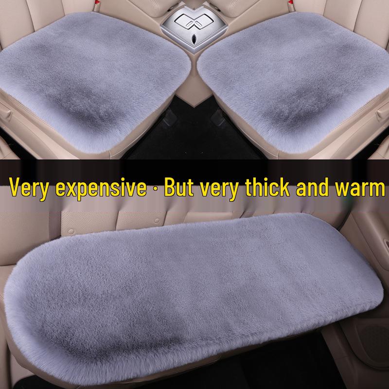 Winter Plush Car Seat Cushion Set: Thick Short Pile, Wool, Rabbit Hair, Non-Slip, 3-Piece