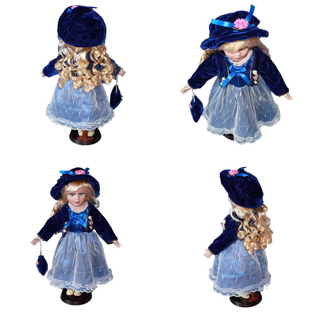 Elegant Victorian Porcelain Doll with American Rural Dress Home Display Doll Centerpiece Decoration 40cm Reborns Doll