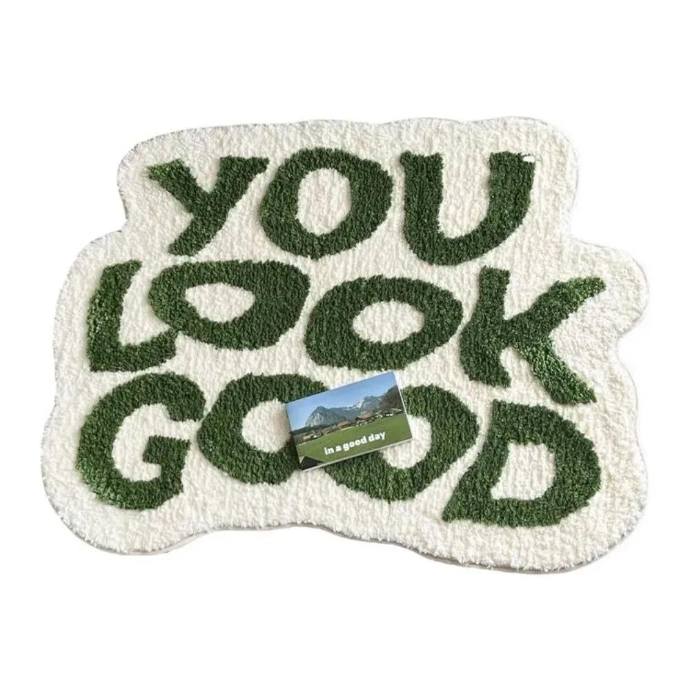 Minimalist Home Decoration, Indoor Carpet, Floor Mat, Bedside Bedroom, Absorbent and Non Slip Letter, Imitation Cashmere