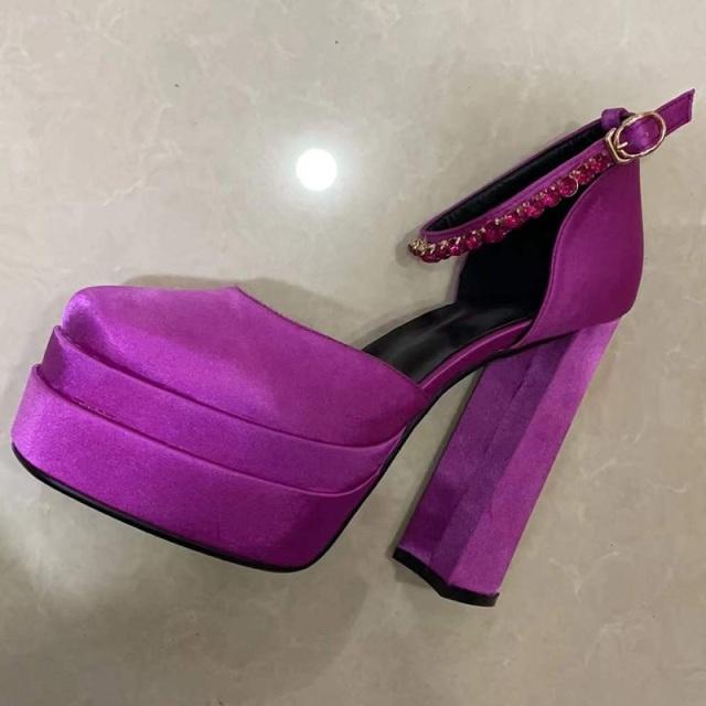 Women 'S Pumps High Heels Platform Sandals Sexy Dress Party Wedding Shoes Women Square Toe High Heel Crystal Female Sandal
