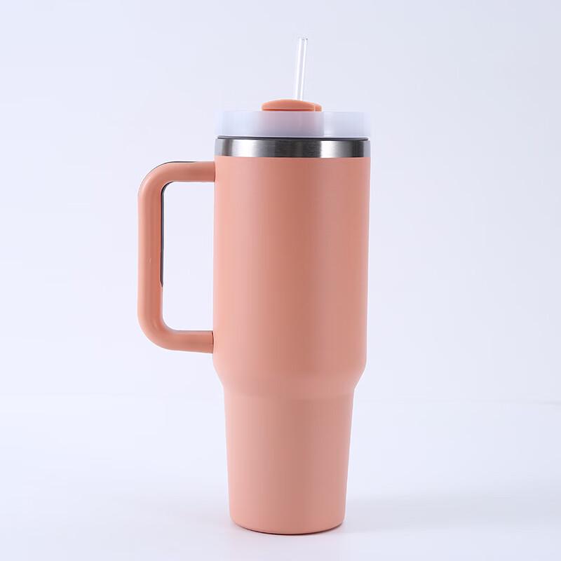 Portable Vacuum Insulated Tumbler with Handle and Straw