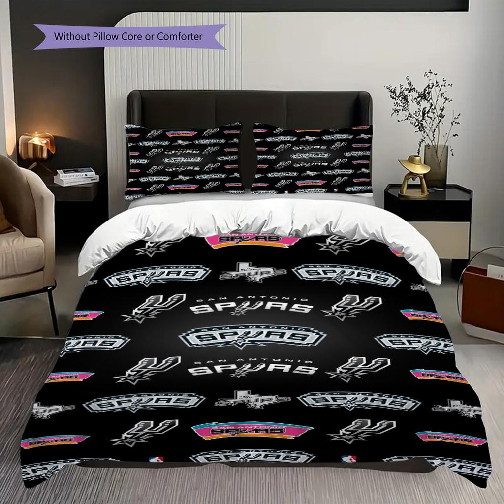 Vibrant Austin Spurs Logo Bedding(1 * duvet cover + 2 * pillowcase, without core)Duvet cover and pillowcase Christmas birthday gift