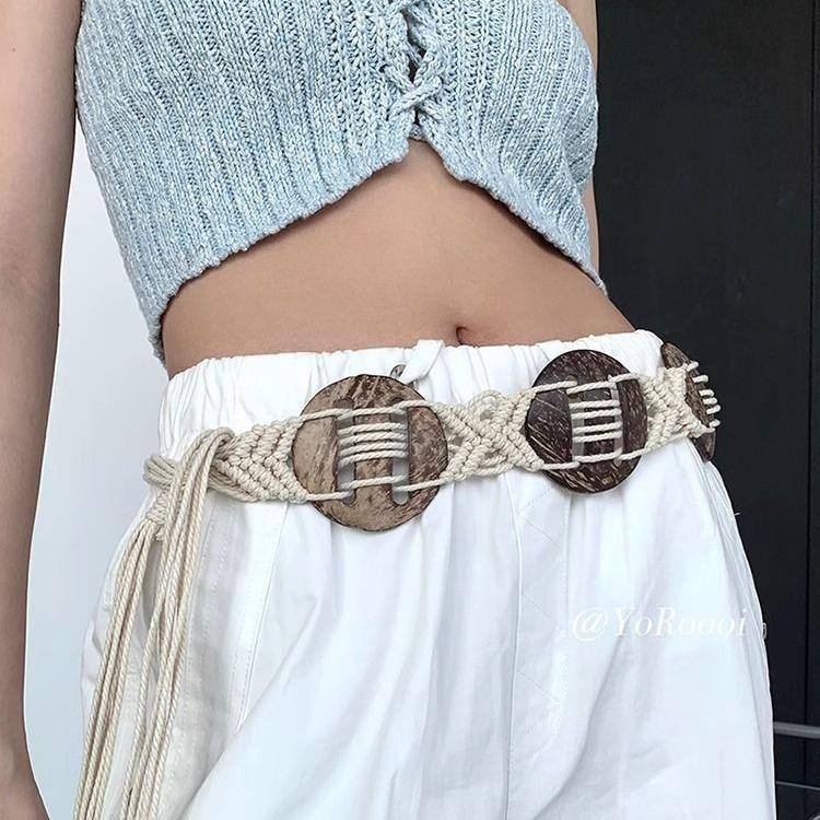Western Retro Ethnic Waist Chain: Versatile Korean Style Woven Jeans Belt