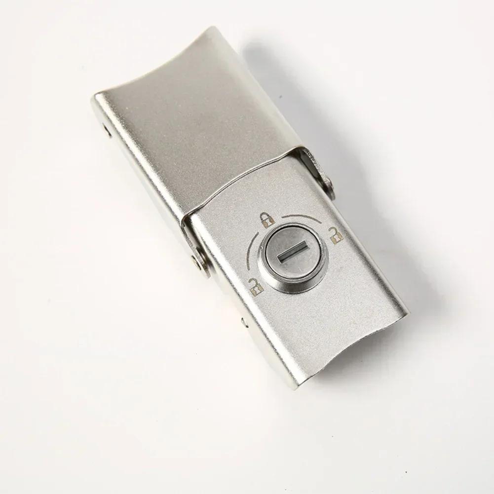 Weather Resistant Detachable Stainless Steel Motorcycle Buckle Lock with 2 Keys for Side Boxes Tail Boxes and Hinged Storage