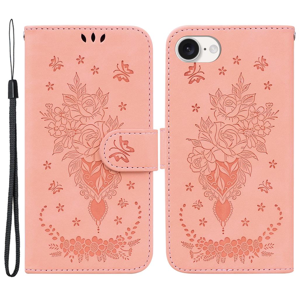 Für iPhone 16e Brieftaschen-Handyhüllen Großhandel Blumenprägung PU-Lederhülle