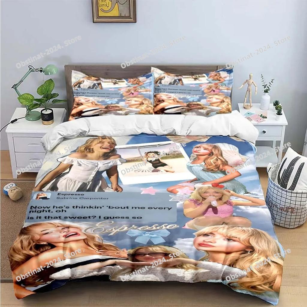 Singer Girls S-Sabrina Karpfen Bettwäsche Set Bedruckte Bettbezug Laken Kissenbezug Weiche Deckenbezug Voll Queen King Größe Luxuriöses Geschenk