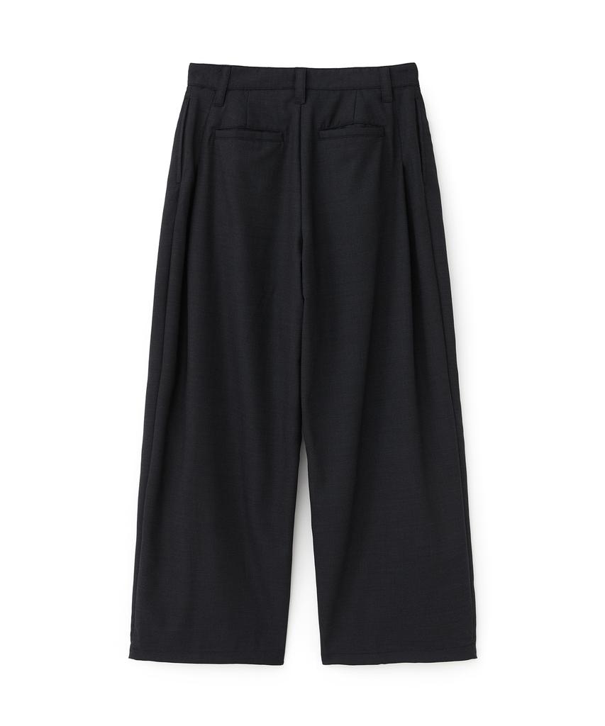 DNSR Summer Wool Multi-Pleated Wide Slacks Black