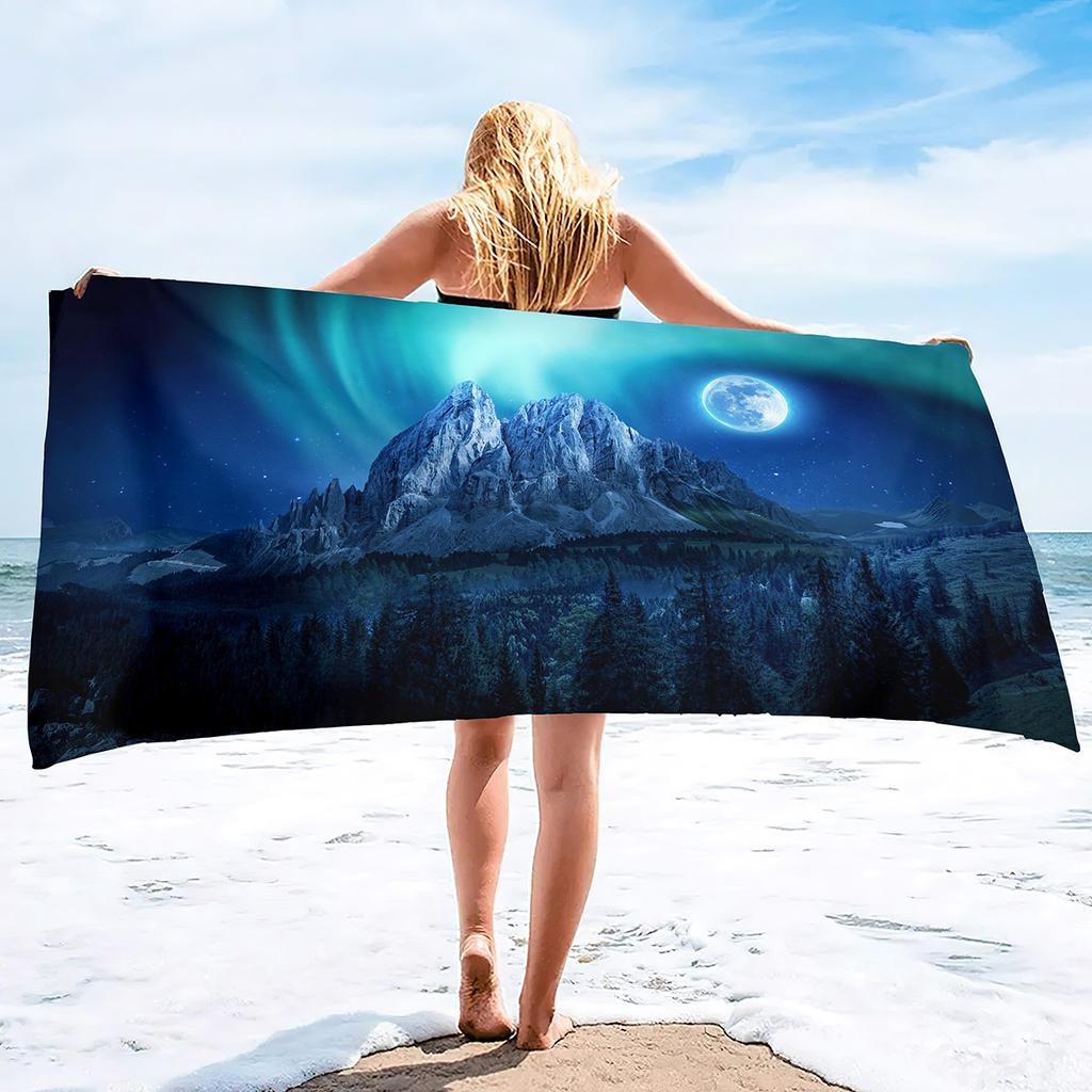 Aurora Printing Series Seaside Vacation Beach Towel Swimming Bath Towel Microfiber Sports Towel