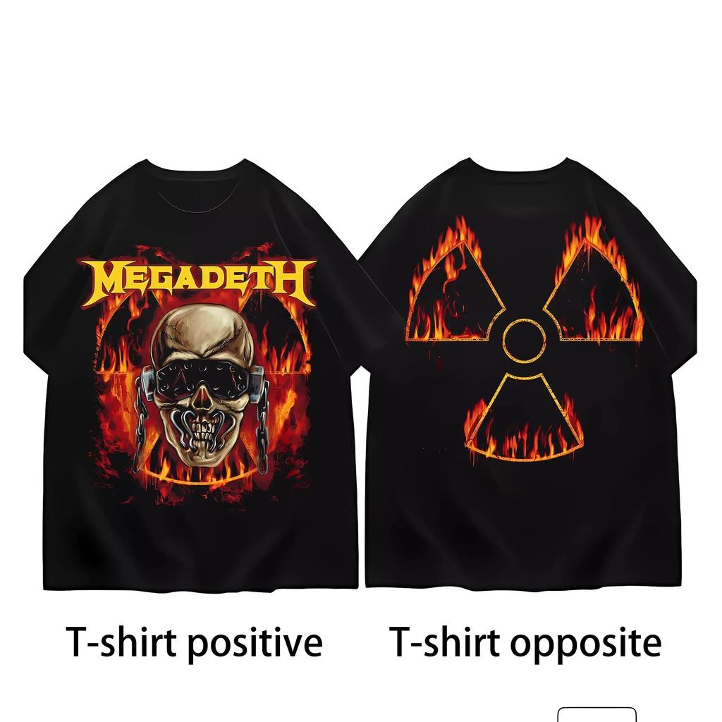 Megadeths '2025 summer trend: 100% pure cotton men's T-shirts with retro heavy metal round necks and short sleeves