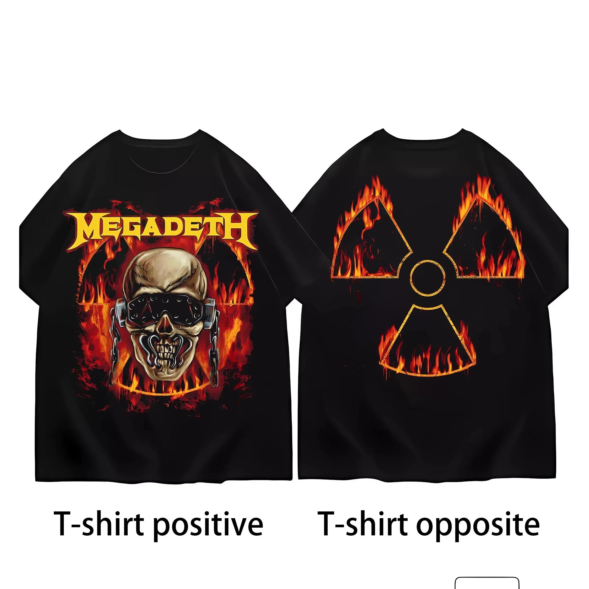 

Megadeths 2025 summer trend: 100% pure cotton men s T-shirts with retro heavy metal round necks and short sleeves 4XL