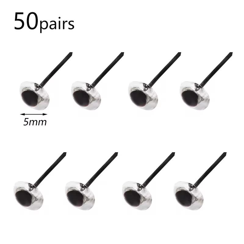 

Fenrry 5 мм 50 пар цветных пластиковых кукольных глаз, безопасные глаза, иглы для валяния своими руками для медведей, животных, кукол, поделок, игрушек, деталей, аксессуаров