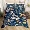 Mushroom Forest Animal Duvet Cover Set, Vintage Botanical Wildlife Bedding, 3D Printed Soft Microfiber Quilt Cover Pillowcase