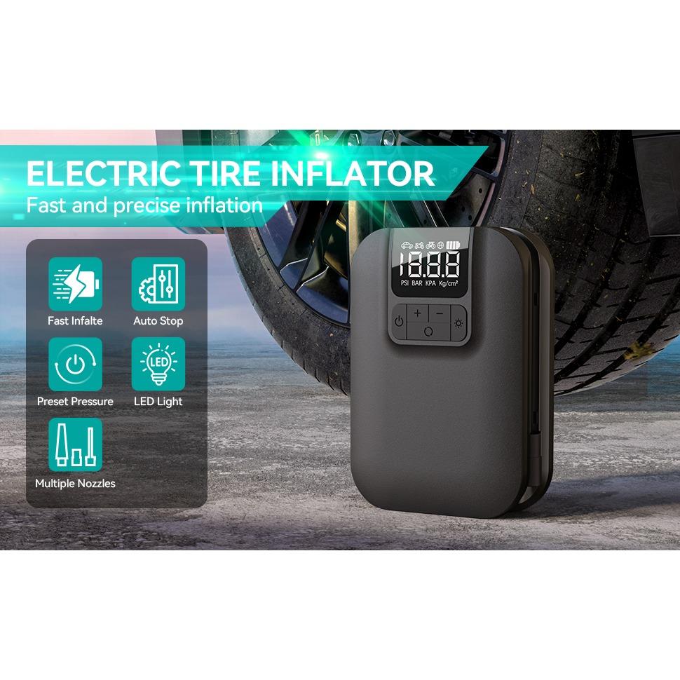 Electric Air Pump, Digital Battery Compressor, 5000 MAh, 4 Modes, 150 PSI Mini Tire Inflator, Portable Pump with LED Light for Car Motorcycle Bicycles