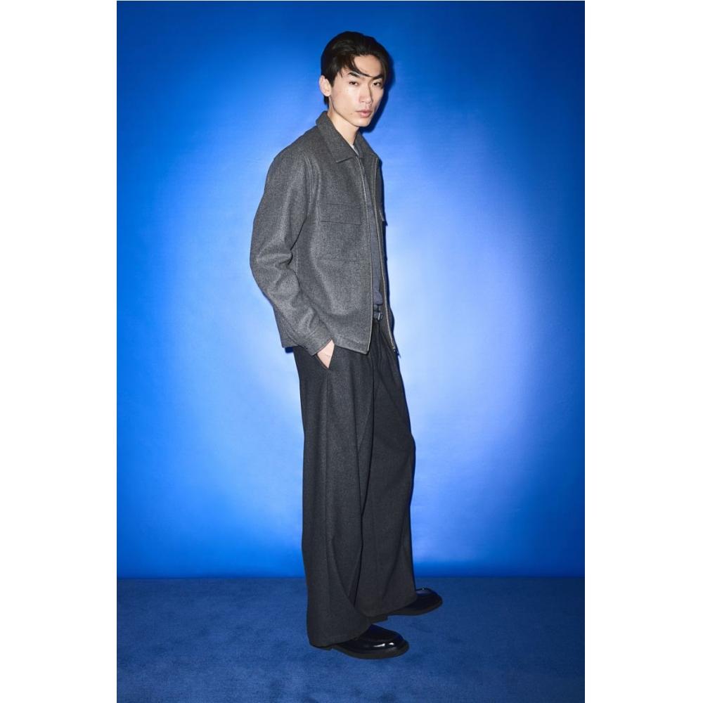 

HM Regular Fit Zip Up OversHirt Темно-серый