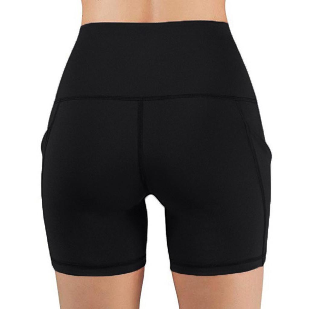 Lady Pocket High-waist Hip Stretch Underpants Running Fitness Yoga Shorts