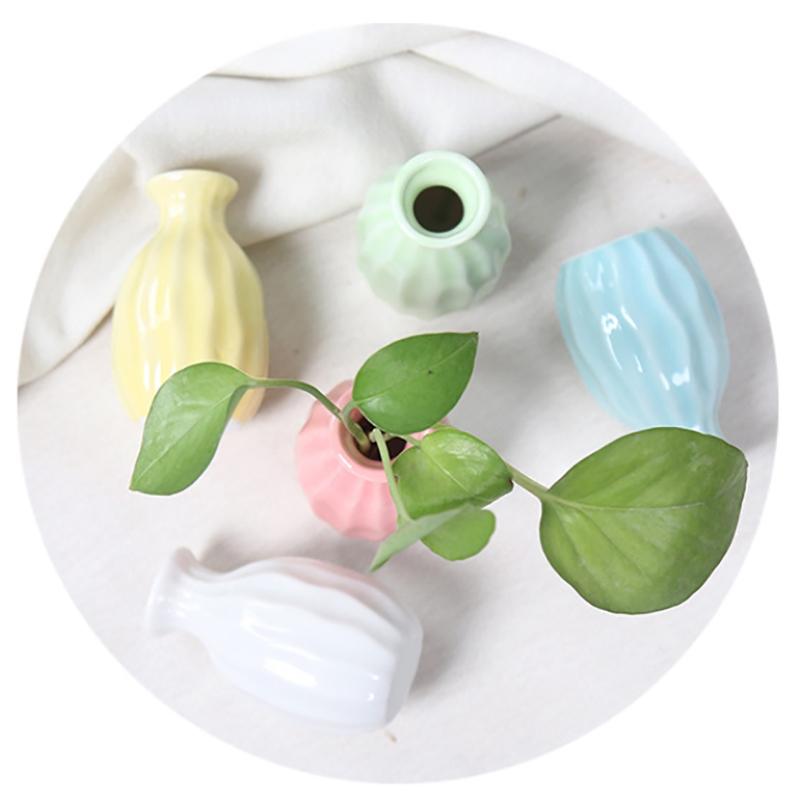 Mini Ceramics Flower Vase Nordic Hydroponics Vases Creative Room Decor Flower Plant Bottle Pots Table Ornament Colorful Vase