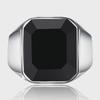 Hecheng Wish Creative Black Agate Steel Men's Ring - European & American Style